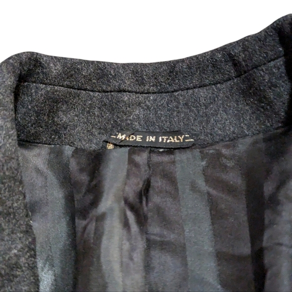 Mario Valente Merino Lambswool Coat 40 Charcoal Black Made In Italy Quiet Luxury - Picture 6 of 13